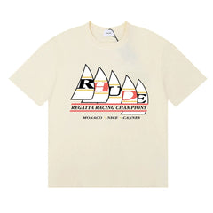 RHUDE "Regatta Racing Champions" Graphic Print T-Shirt - Cream