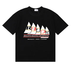 RHUDE "Regatta Racing Champions" Graphic Print T-Shirt - Black